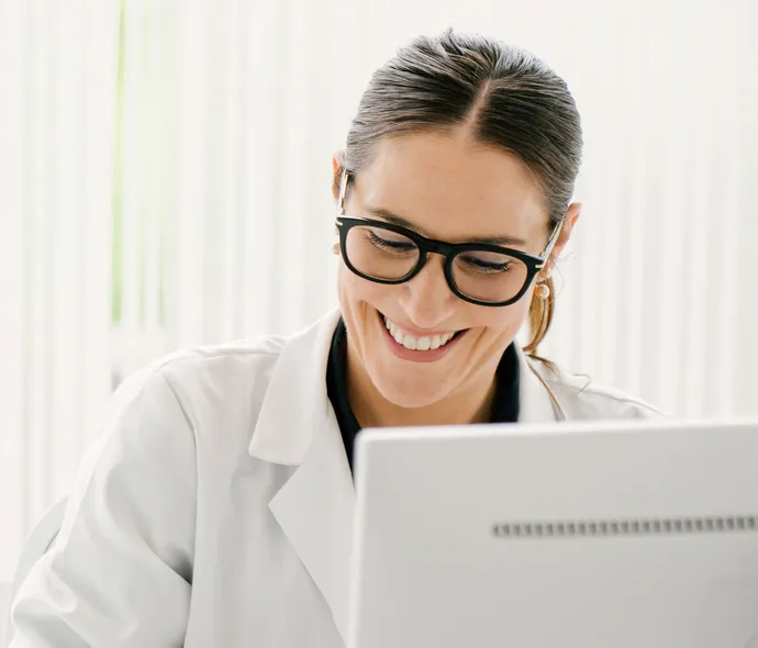 Depiderme professional reviewing a client's file
